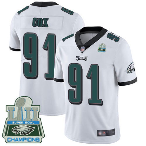 Men Philadelphia Eagles 91 Fletcher Cox White Vapor Untouchable NFL Jersey Limited Player Super Bowl LII 100th